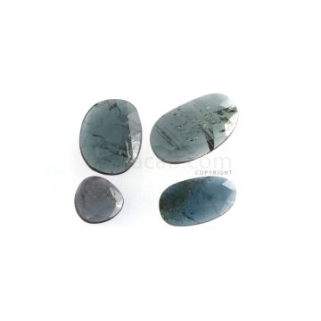 4 Pcs - 11.79 ct. - Blue Tourmaline Rose Cut -9.1 x 8.9 x 1.8 mm to 17.6 x 10.6 x 2.5 mm (TRC1124)