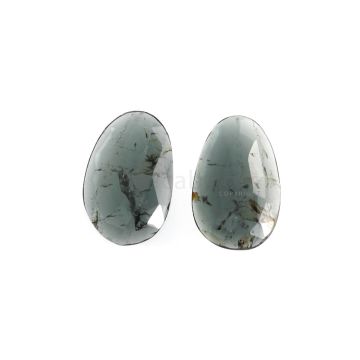2 Pcs - 20.16 ct. - Blue Tourmaline Rose Cut -23.3 x 14.8 x 3.8 mm to 23.4 x 14.6 x 3.7 mm (TRC1126)