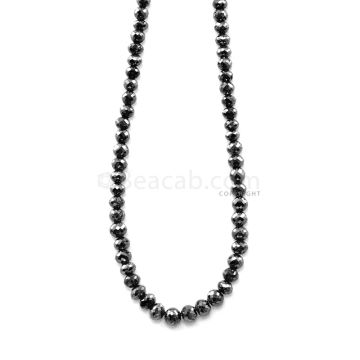 1 Line - 51.23 ct. - Faceted Black Diamond Beads - 3.20 to 4.40 mm - 15.25 in. (AABDIA1047)