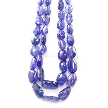 2 Lines - 636.50 ct. - Violet Tanzanite Tumbled Beads - 9 x 6.3 mm to 20 x 13.5 mm - 18 to 19 in. (TZTUB1090)