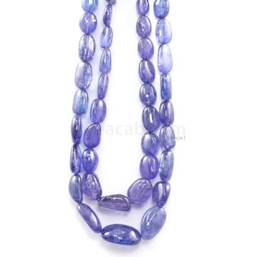 2 Lines - 606.75 ct. - Violet Tanzanite Tumbled Beads - 8.8 x 6 mm to 21 x 15.5 mm - 20 to 22 in. (TZTUB1092)