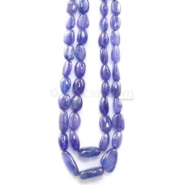 2 Lines - 650.00 ct. - Violet Tanzanite Tumbled Beads - 7.5 x 7 mm to 21 x 16 mm - 18 to 20 in. (TZTUB1093)