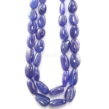 2 Lines - 873.00 ct. - Violet Tanzanite Tumbled Beads - 12 x 9 mm to 19 x 4 mm - 22 to 24 in. (TZTUB1095)