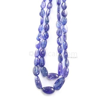 2 Lines - 411.70 ct. - Violet Tanzanite Tumbled Beads - 7.5 x 7.7 mm to 18.5 x 15.5 mm - 16 to 17 in. (TZTUB1097)