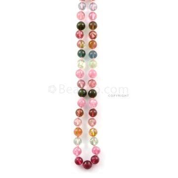 1 Line - 157.91 ct. - Medium Tones Multi-Tourmaline Plain Beads - 6.7 to 7.1 mm - 19 in. (MTOUR1031)