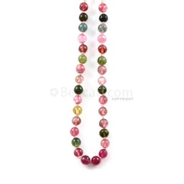 1 Line - 112.38 ct. - Medium Tones Multi-Tourmaline Plain Beads - 5.6 to 6 mm - 19 in. (MTOUR1032)
