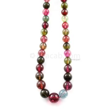 1 Line - 193.31 ct. - Medium Tones Multi-Tourmaline Plain Beads - 5 to 10.5 mm - 18 in. (MTOUR1034)