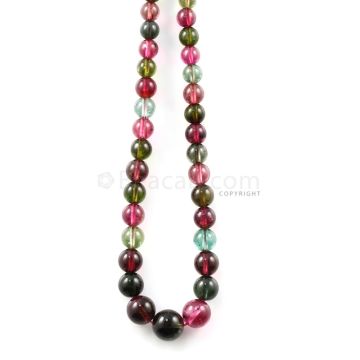 1 Line - 213.30 ct. - Medium Tones Multi-Tourmaline Plain Beads - 5.10 to 11 mm - 18 in. (MTOUR1035)